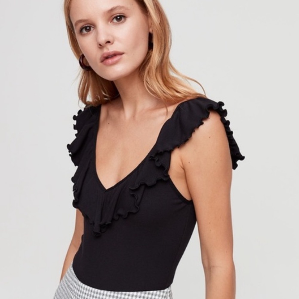 Aritzia Danette ruffled bodysuit